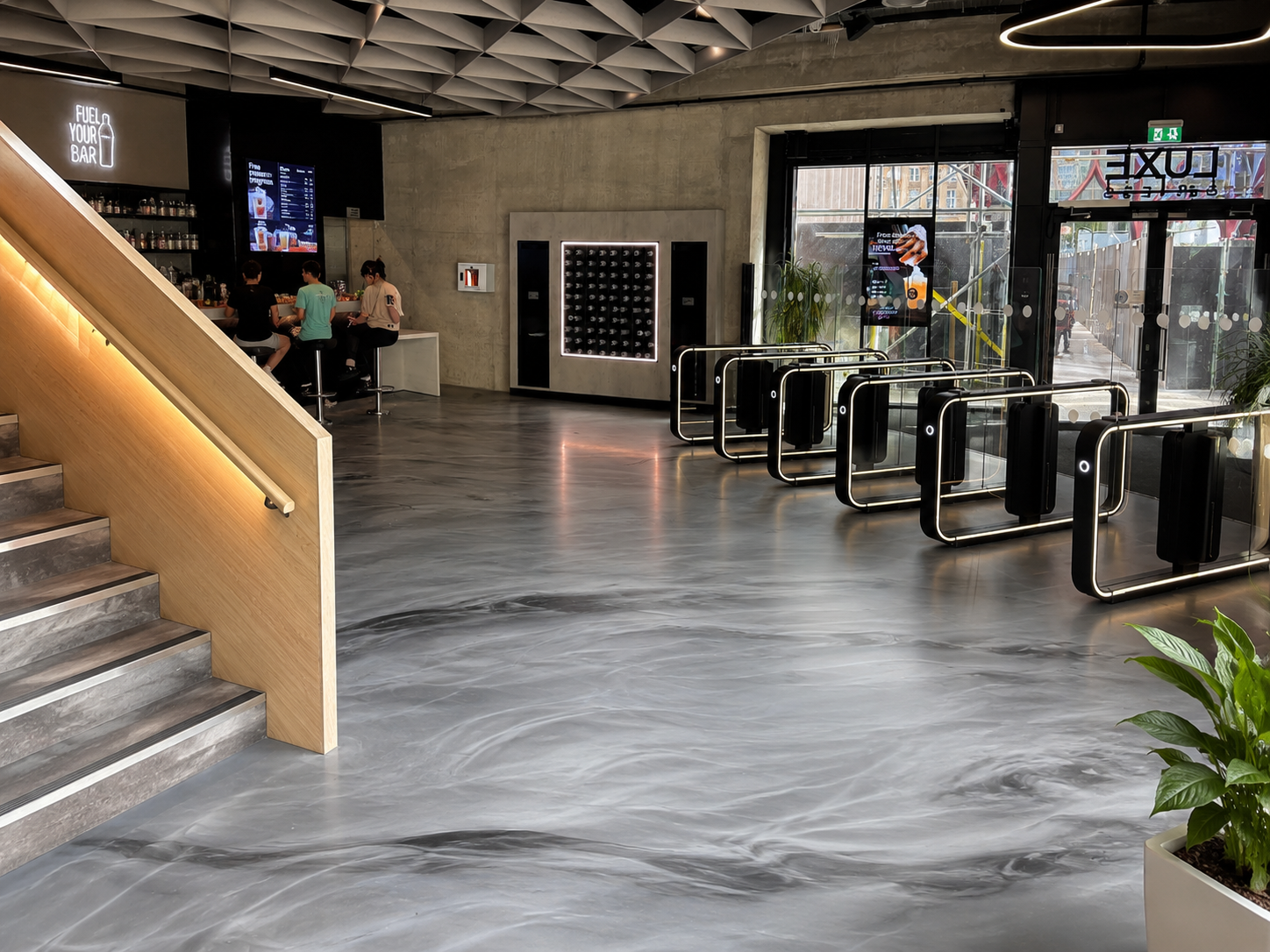 Matt Epoxy Floor Install ground floor at Luxe Gym Birmingham by Spartan Resin